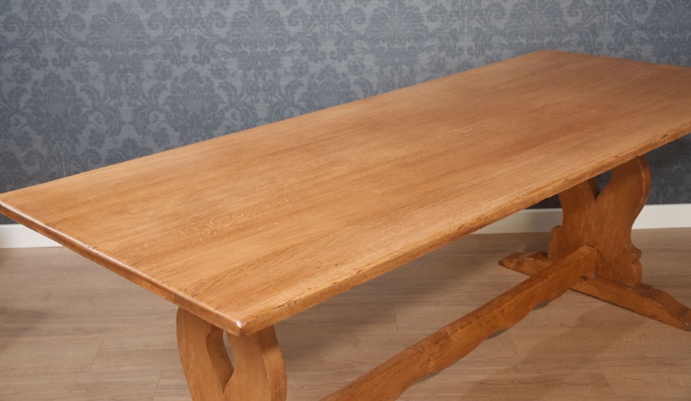 Large Oak plank top refectory table View VIII