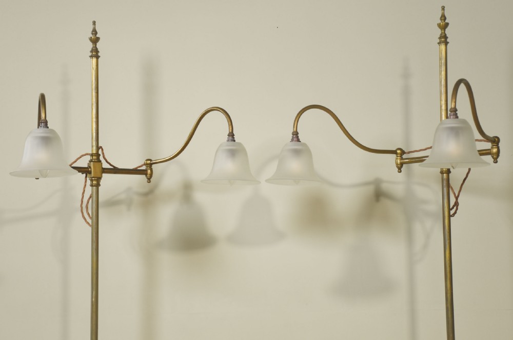 Pair of brass ajustable reading lamps View II