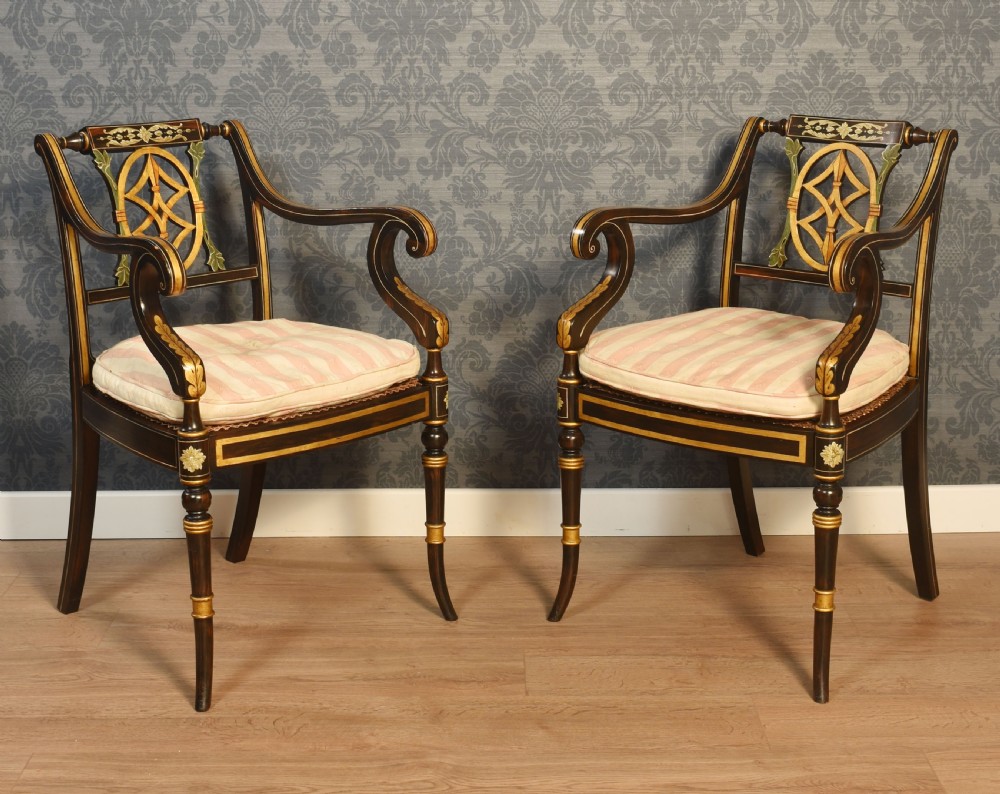 Pair of Rosewood painted Armchairs