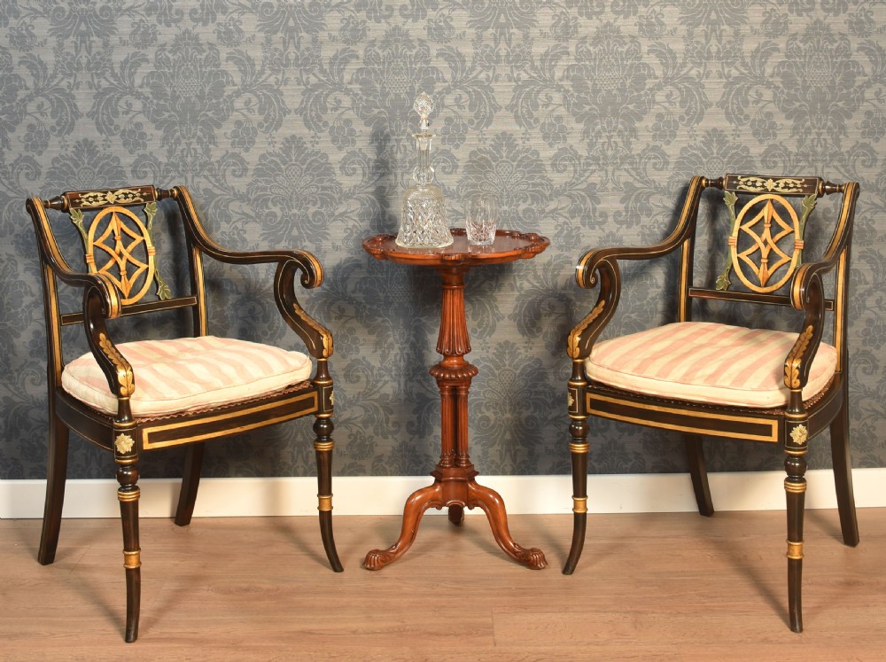 Pair of Rosewood painted Armchairs View II
