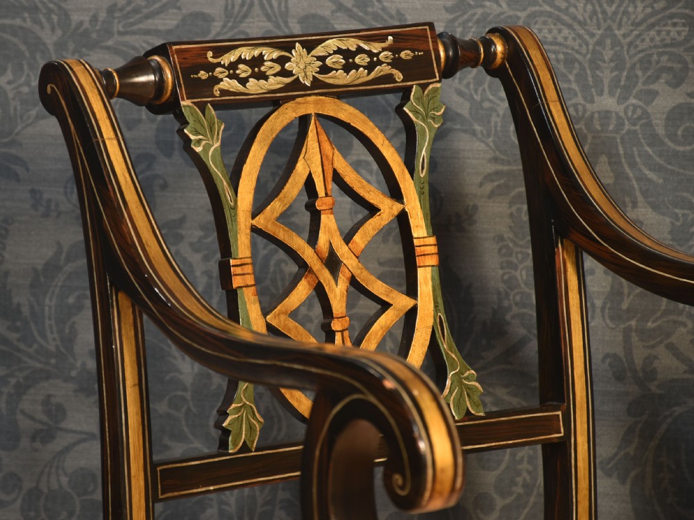 Pair of Rosewood painted Armchairs View V