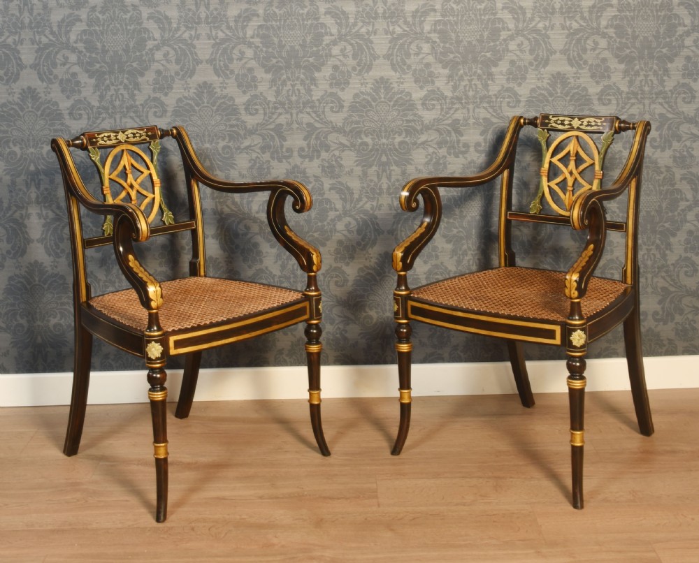 Pair of Rosewood painted Armchairs View IX