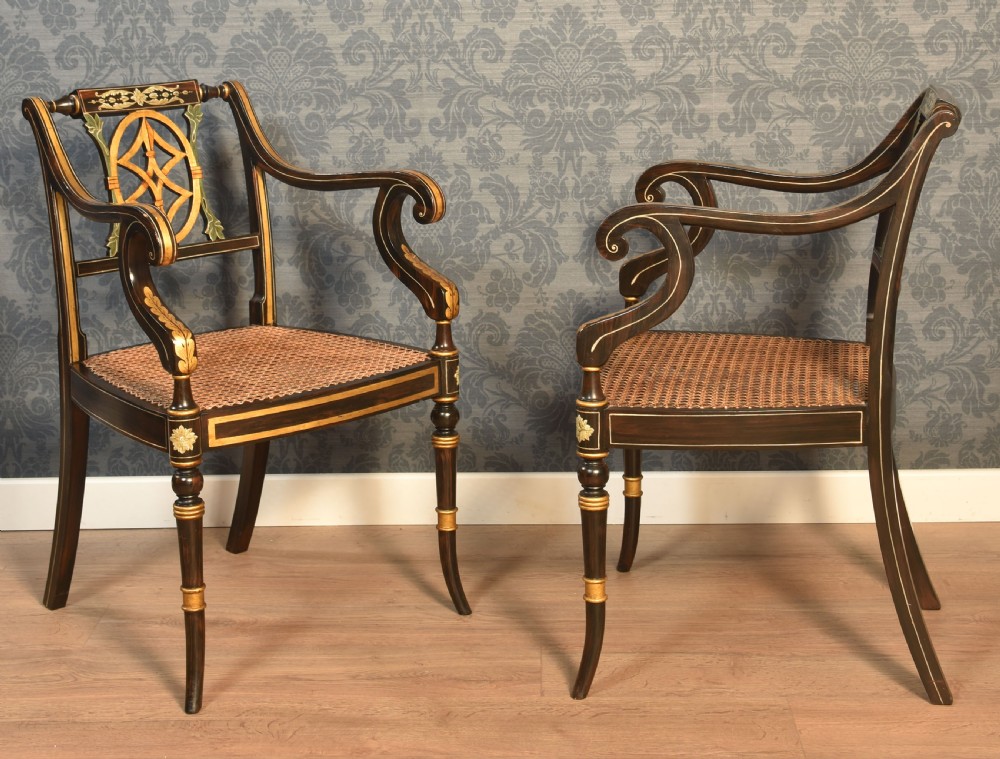 Pair of Rosewood painted Armchairs View XI