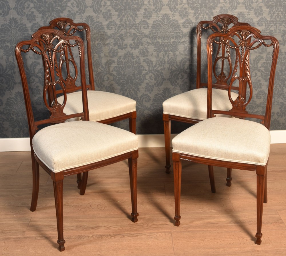 Set Of Four Walnut Side Chairs