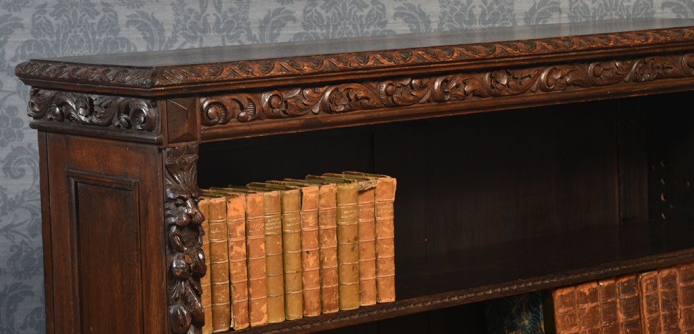 Carved oak open bookcase View VII