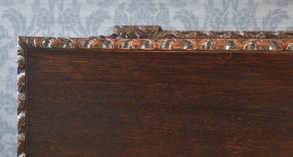 Carved oak open bookcase View XV