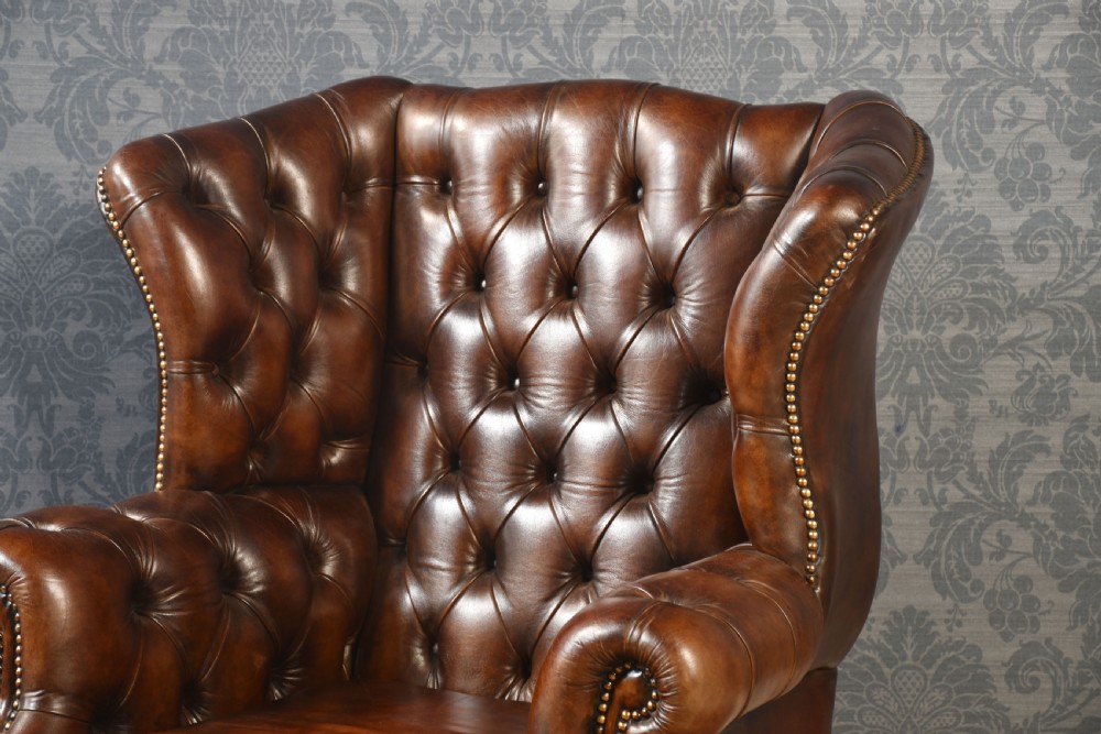 Mahogany framed wing armchair View II