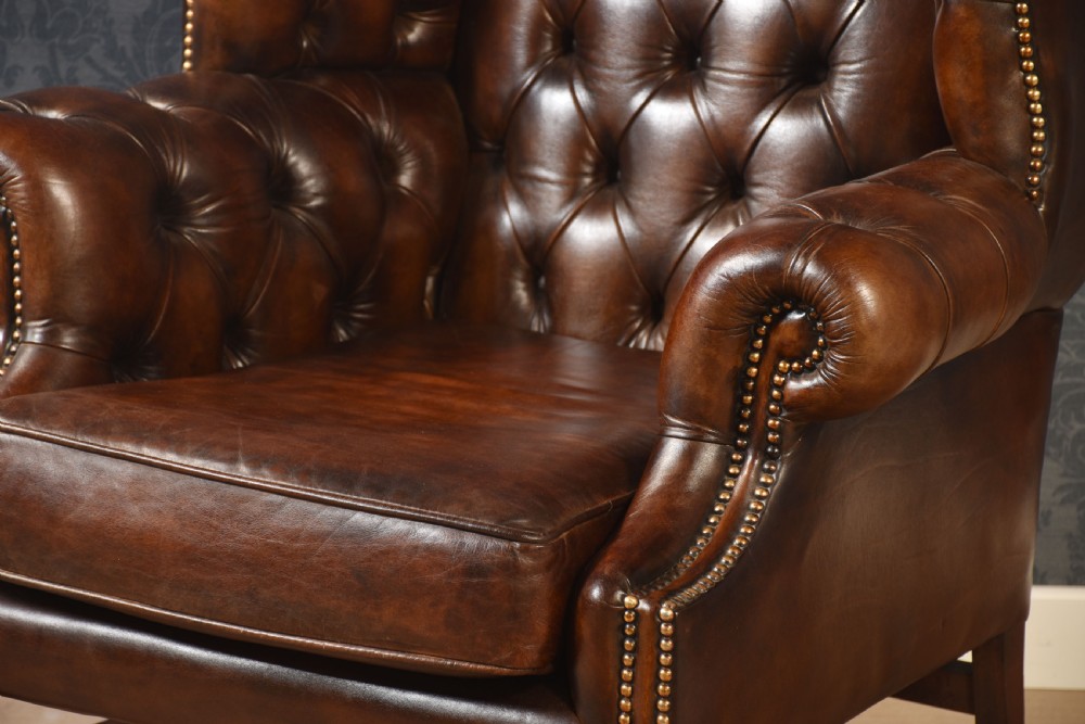 Mahogany framed wing armchair View III