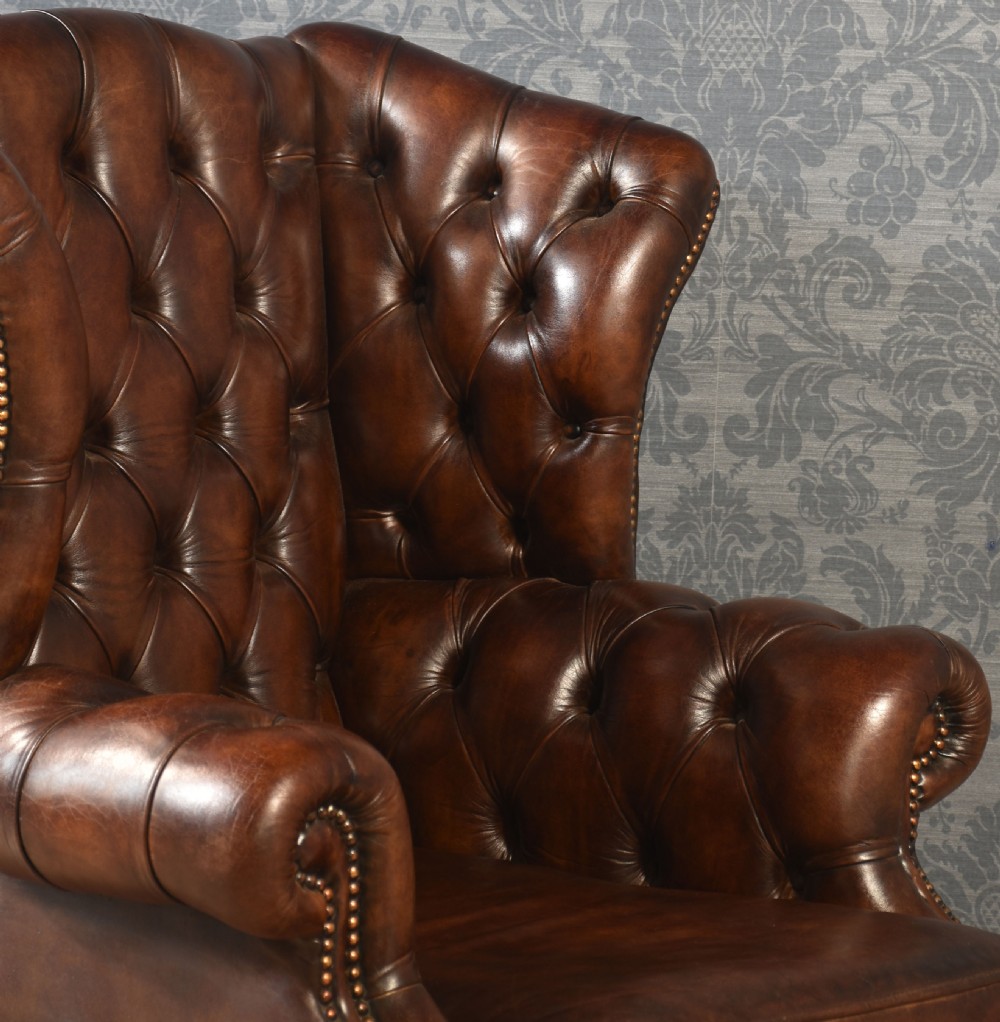 Mahogany framed wing armchair View VII