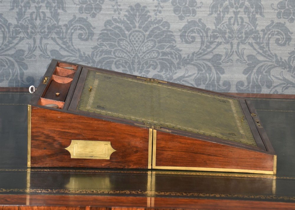 Brass bound rosewood writing box View II