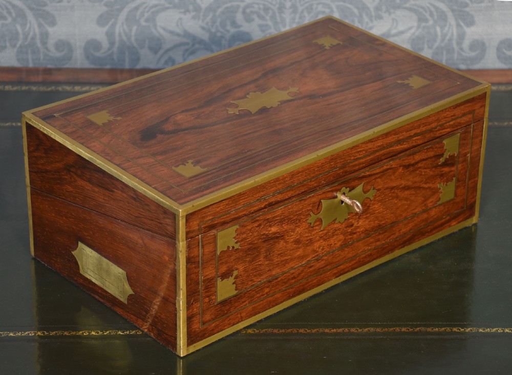 Brass bound rosewood writing box View V