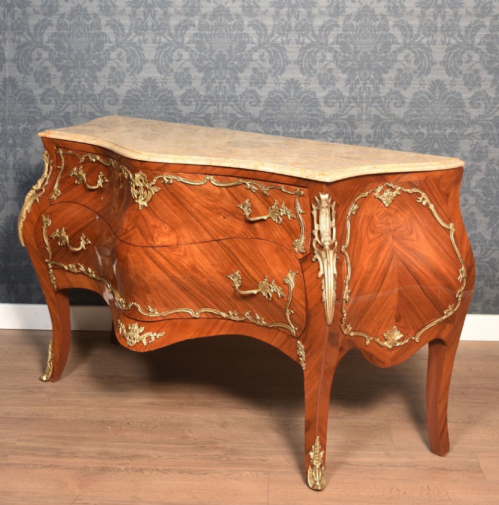 Louis XVI style walnut and gilt metal mounted two drawer commode View XI