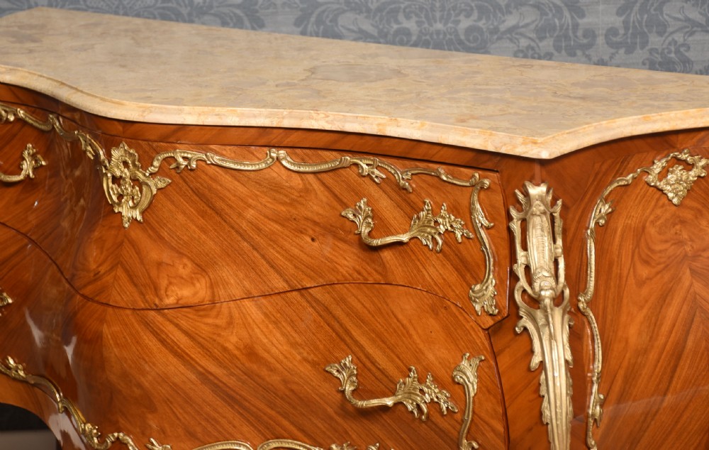 Louis XVI style walnut and gilt metal mounted two drawer commode View XII