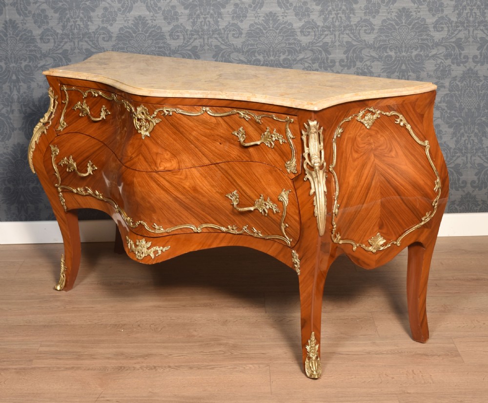 Louis XVI style walnut and gilt metal mounted two drawer commode View XIII