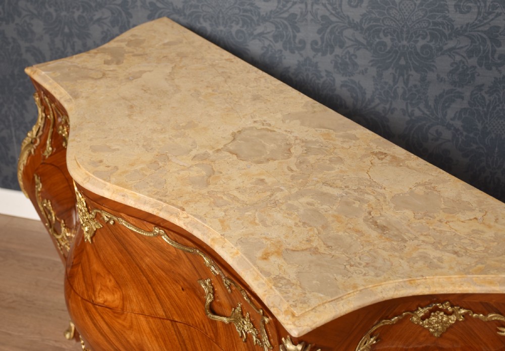 Louis XVI style walnut and gilt metal mounted two drawer commode View XIV