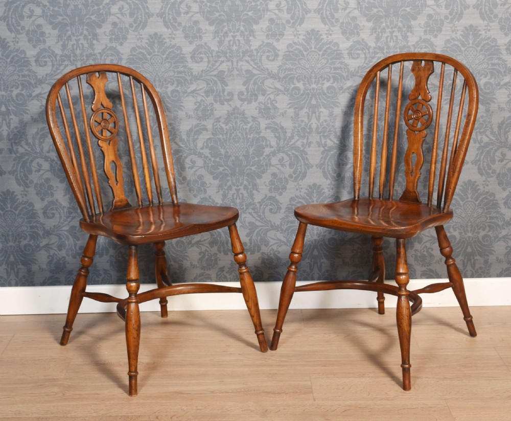 Set of six elm spindle back dining chairs View IV