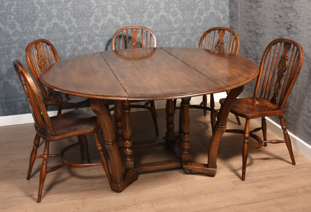 Set of six elm spindle back dining chairs View VI