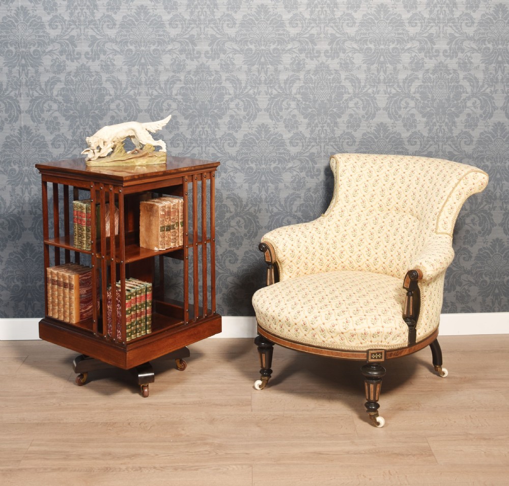Mahogany revolving bookcase View II
