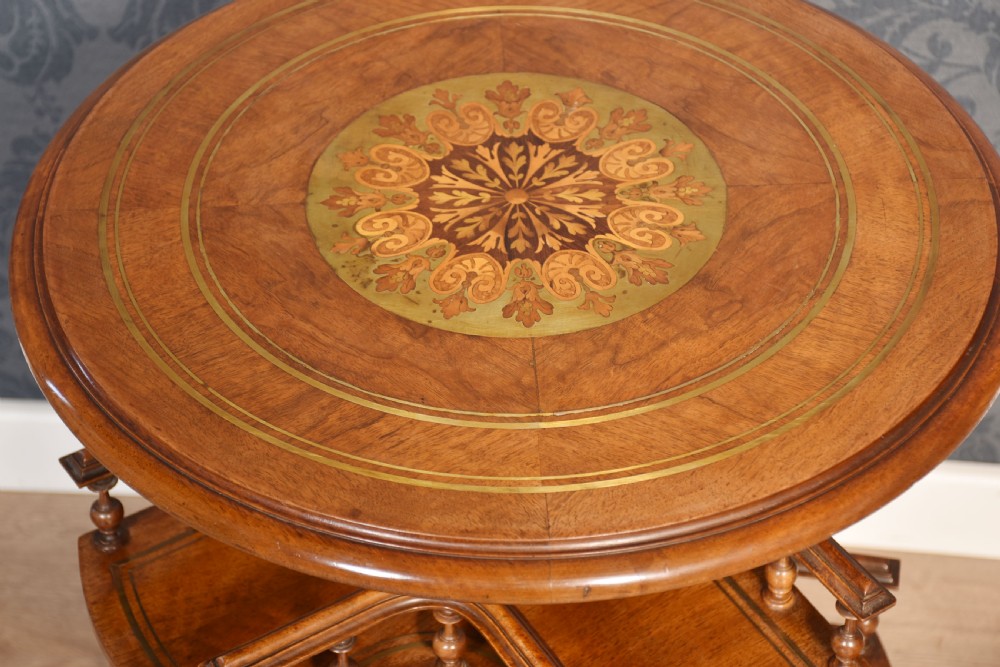 Walnut brass inlaid book table View VIII