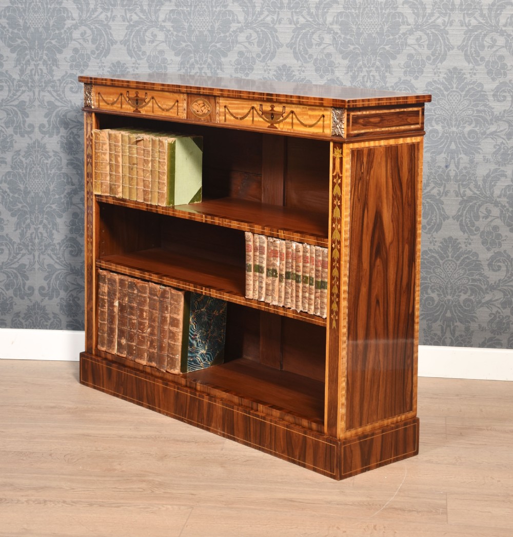  Sheraton revival rosewood inlaid open bookcase View III