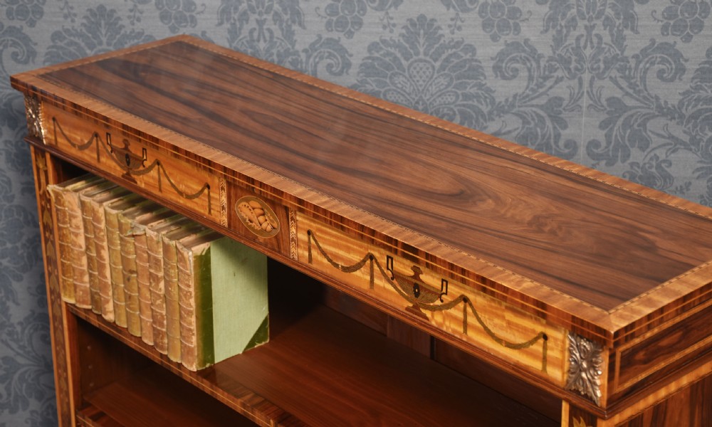  Sheraton revival rosewood inlaid open bookcase View VII