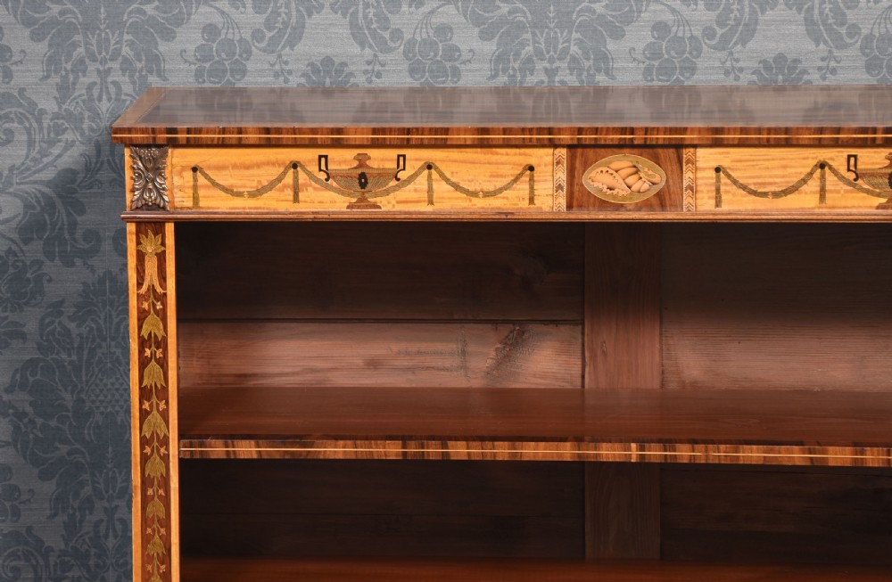  Sheraton revival rosewood inlaid open bookcase View IX