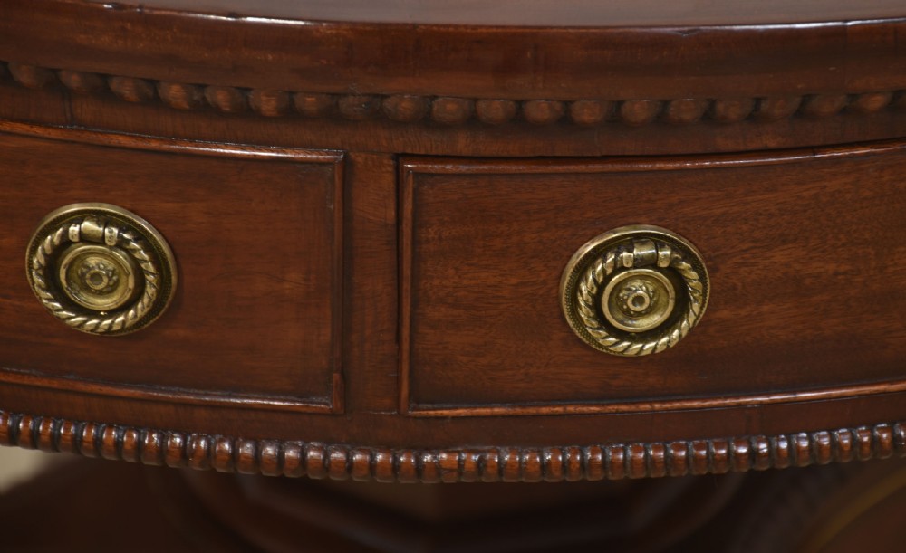 19th Century brass inlaid mahogany drum table View VIII