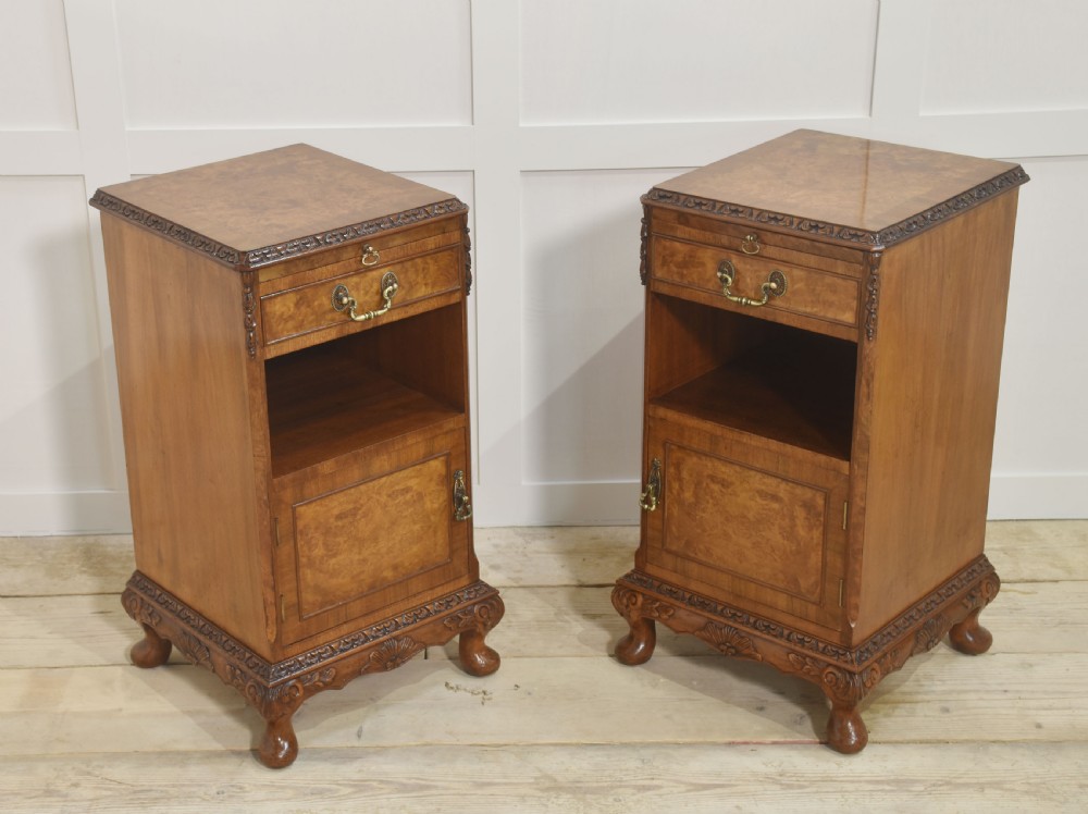 Pair of walnut bedside cabinets