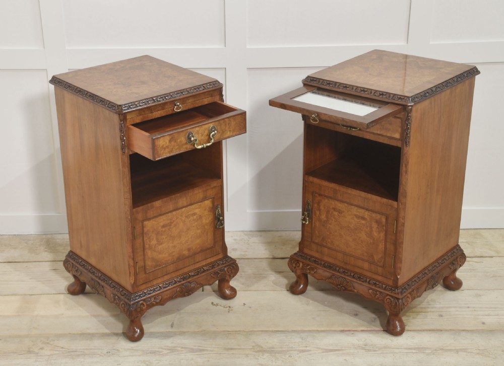 Pair of walnut bedside cabinets View II
