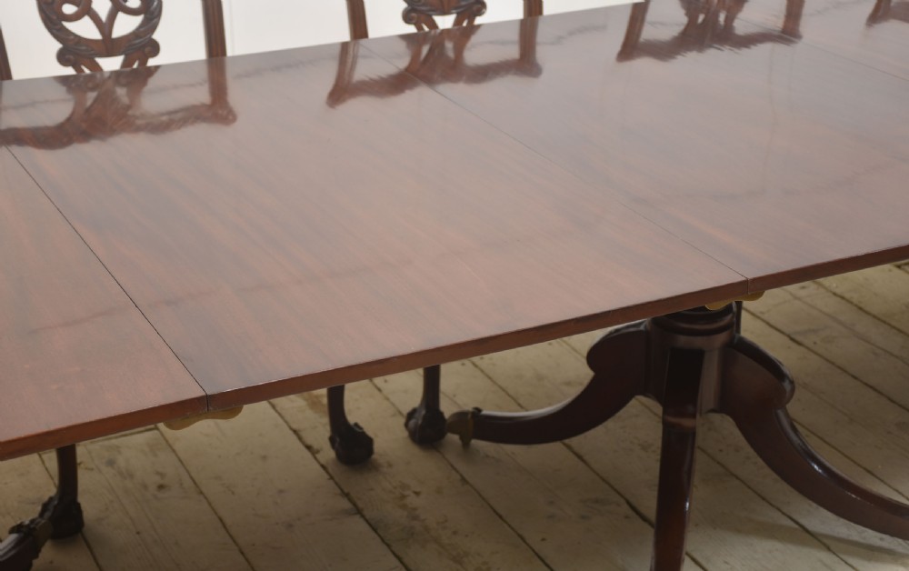 Regency mahogany triple pillar dining table View IV