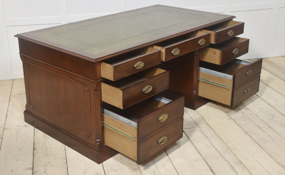 Mahogany twin pedestal desk View IV
