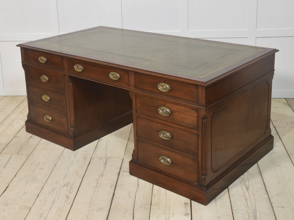 Mahogany twin pedestal desk View VIII