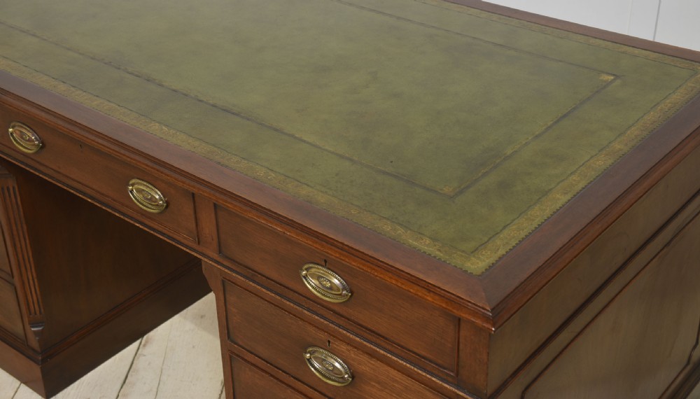 Mahogany twin pedestal desk View IX