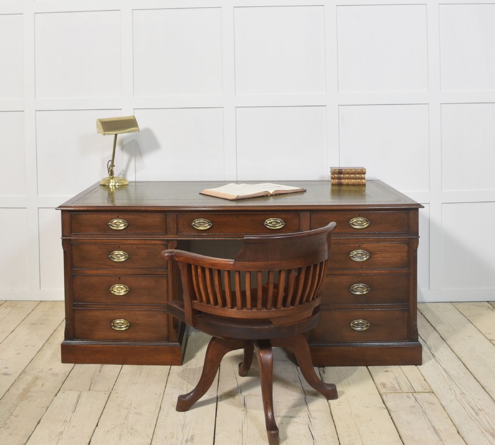 Mahogany twin pedestal desk View XI