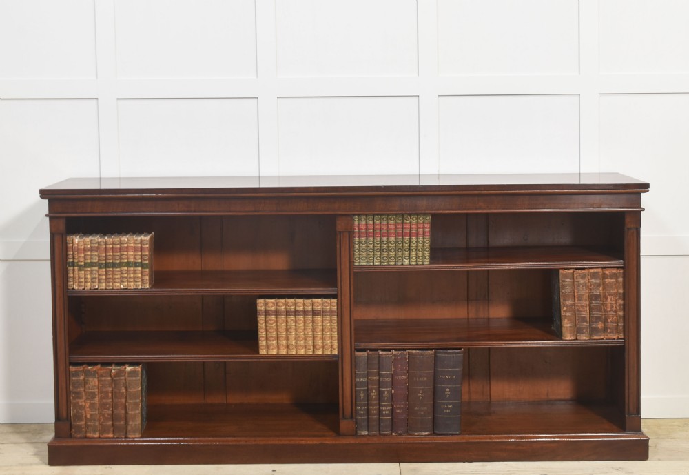 Large mahogany open bookcase