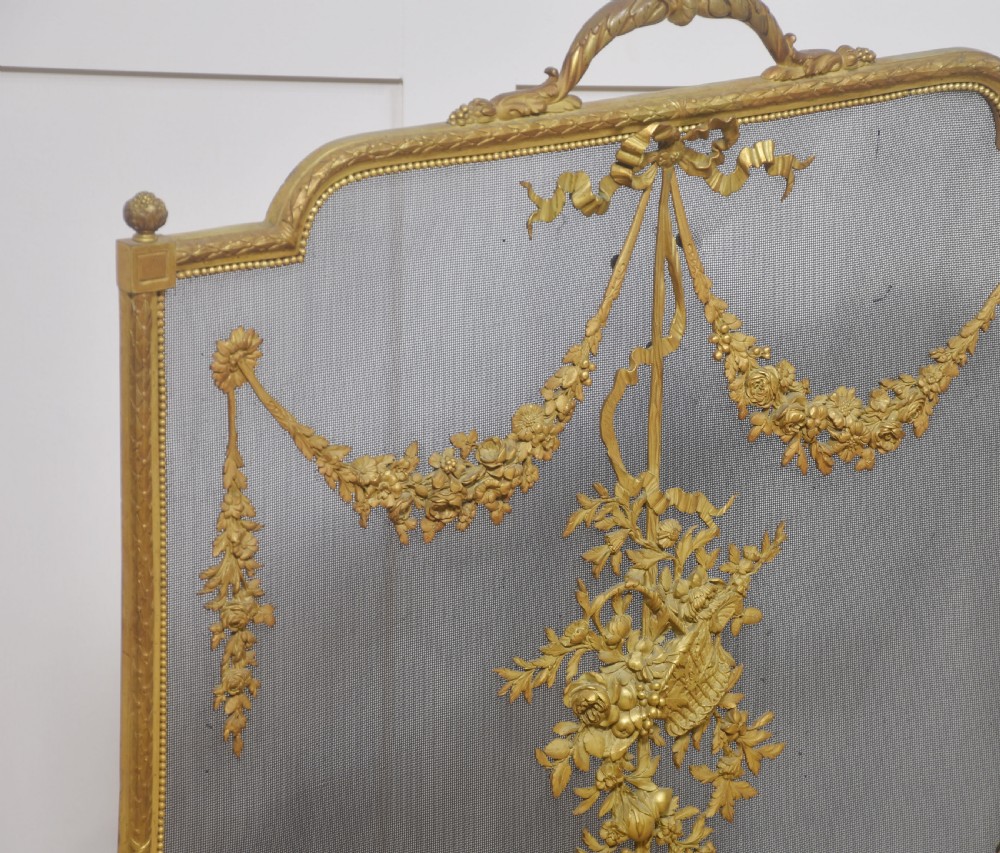 Brass and mesh French fire screen View IV