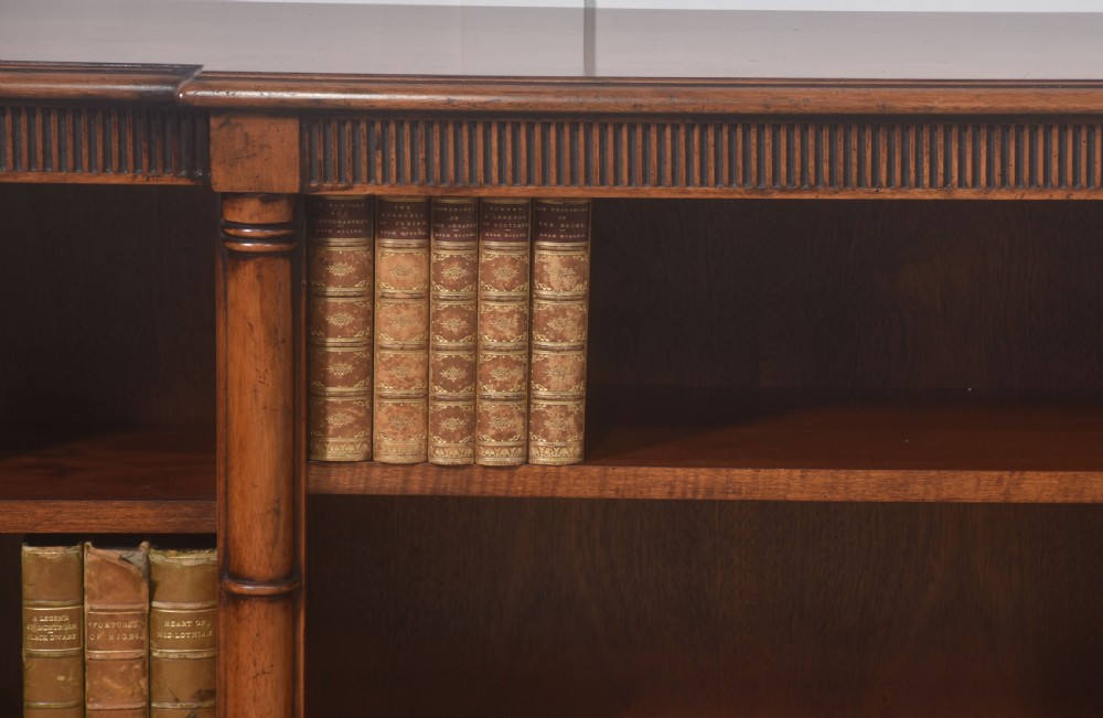 Mahogany breakfront open bookcase View II