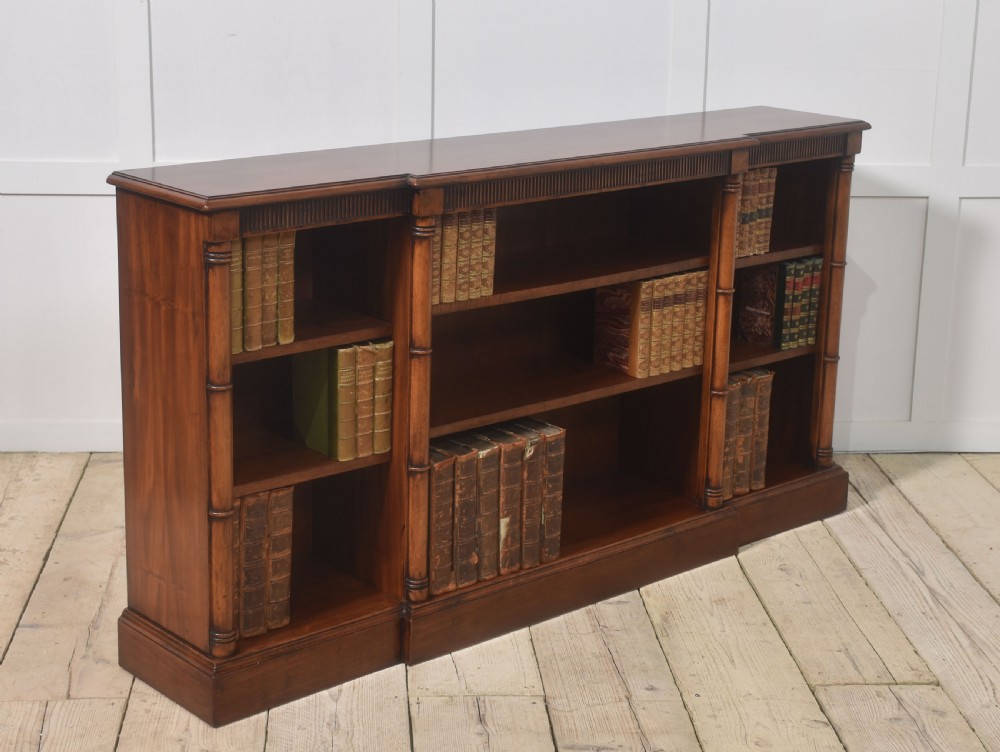 Mahogany breakfront open bookcase View IV