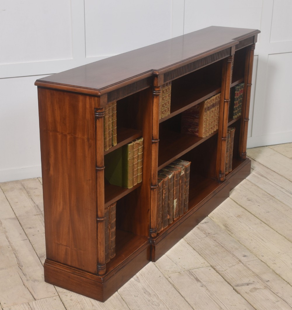 Mahogany breakfront open bookcase View VIII