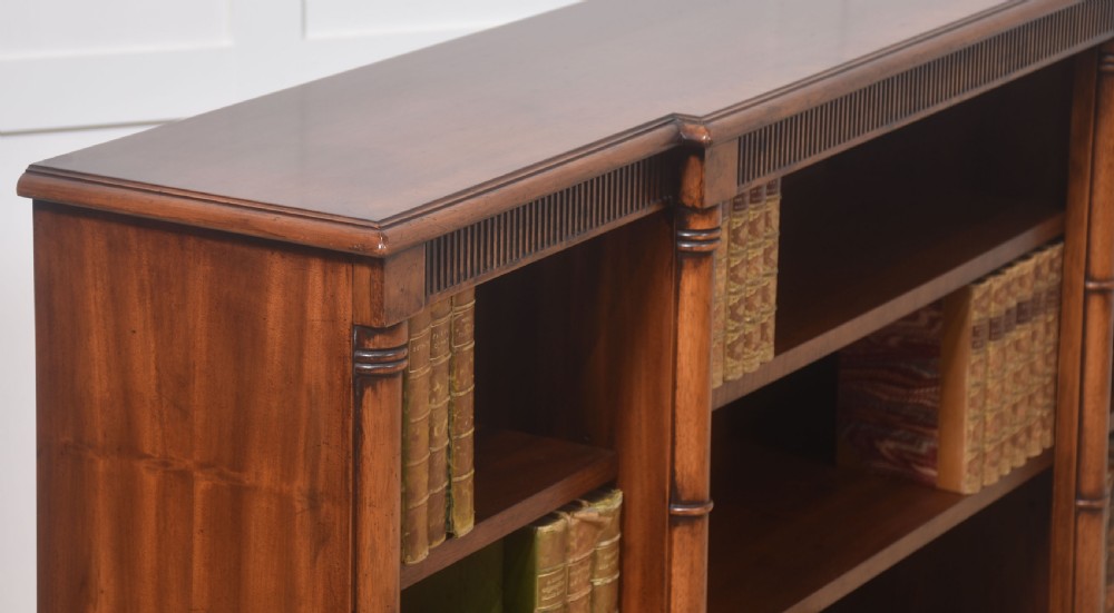 Mahogany breakfront open bookcase View IX
