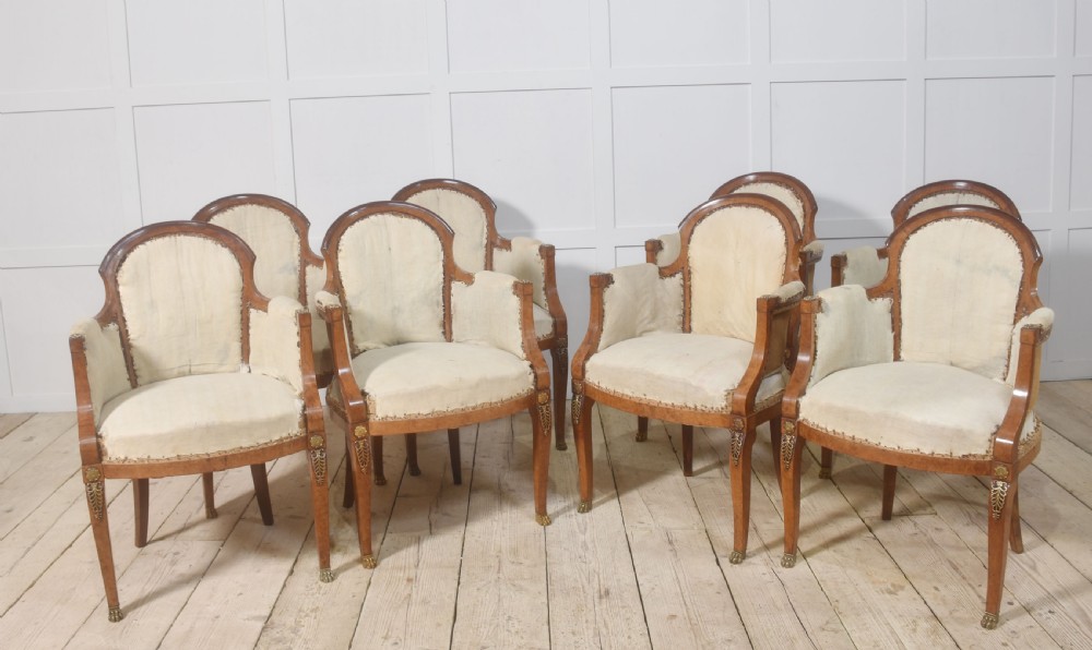 Set of eight walnut dining chairs View XIII
