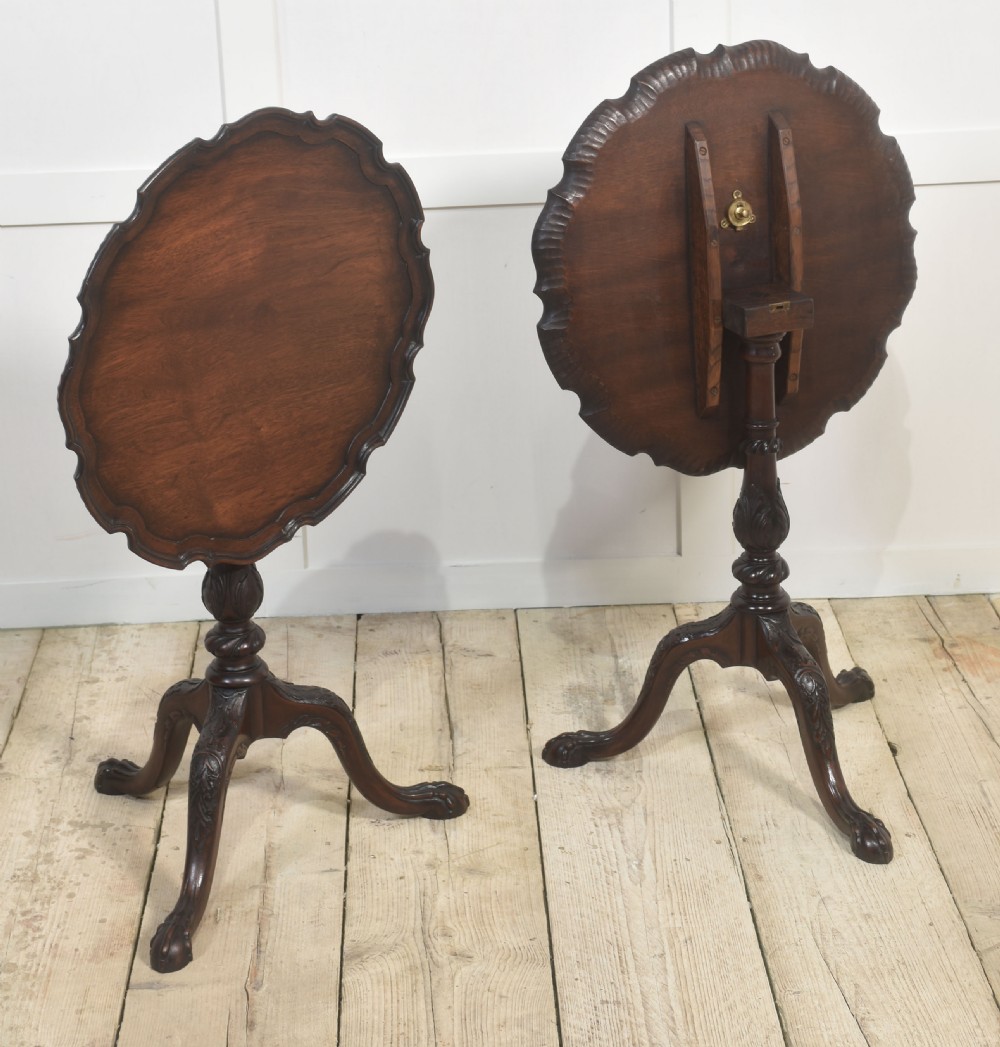 Pair of George III-Style Carved Mahogany Tripod Tables View VI