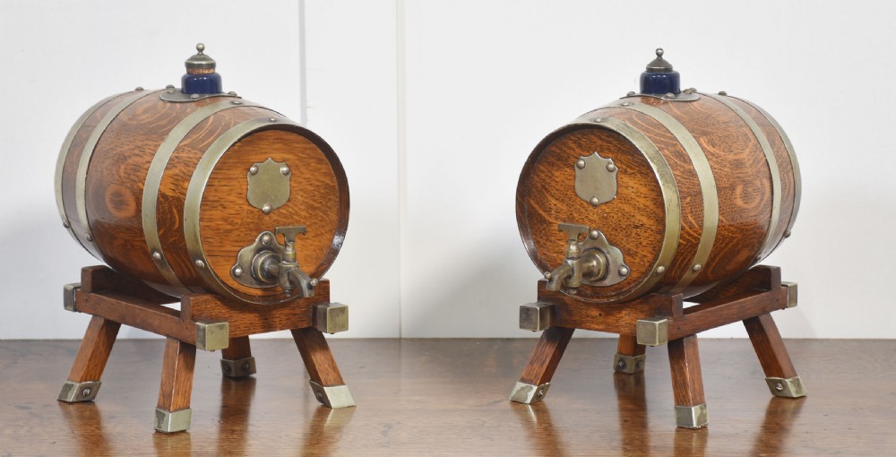 Pair of brass bound spirit barrels