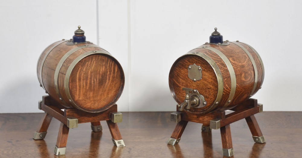 Pair of brass bound spirit barrels View IV