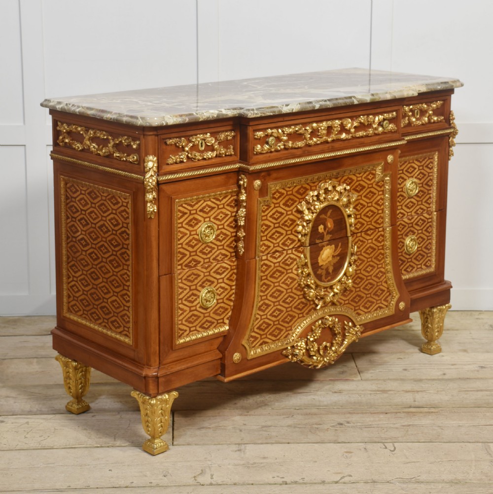 Italian inlaid and parcel gilt mahogany breakfront commode View IV