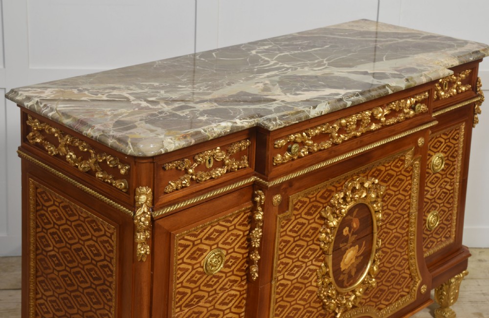 Italian inlaid and parcel gilt mahogany breakfront commode View VI