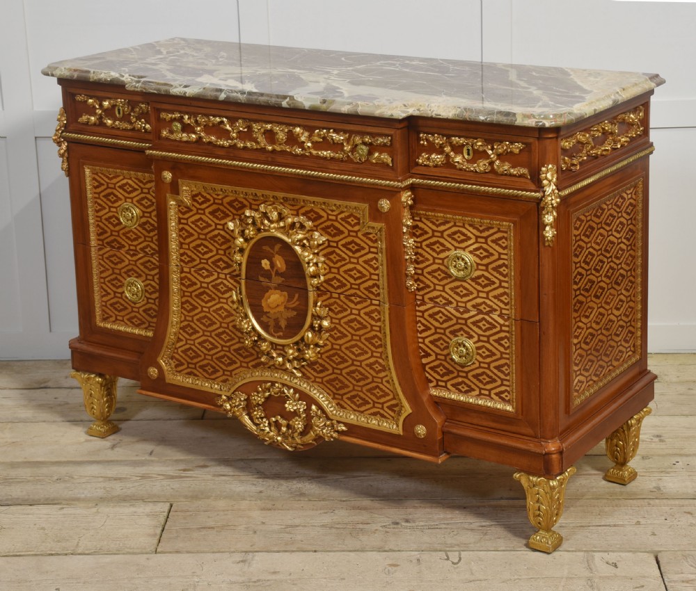 Italian inlaid and parcel gilt mahogany breakfront commode View VIII