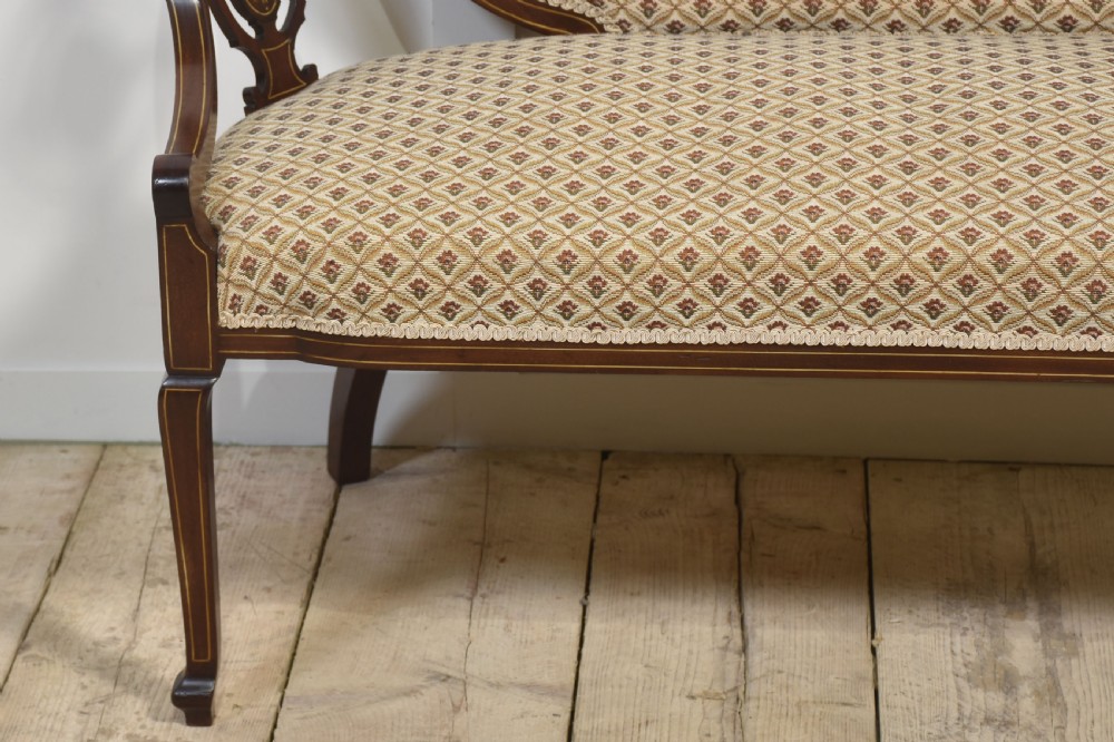 Marquetry Inlaid mahogany settee View III