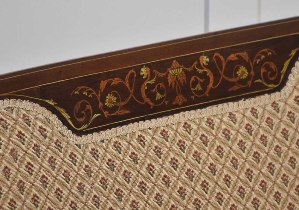 Marquetry Inlaid mahogany settee View IV