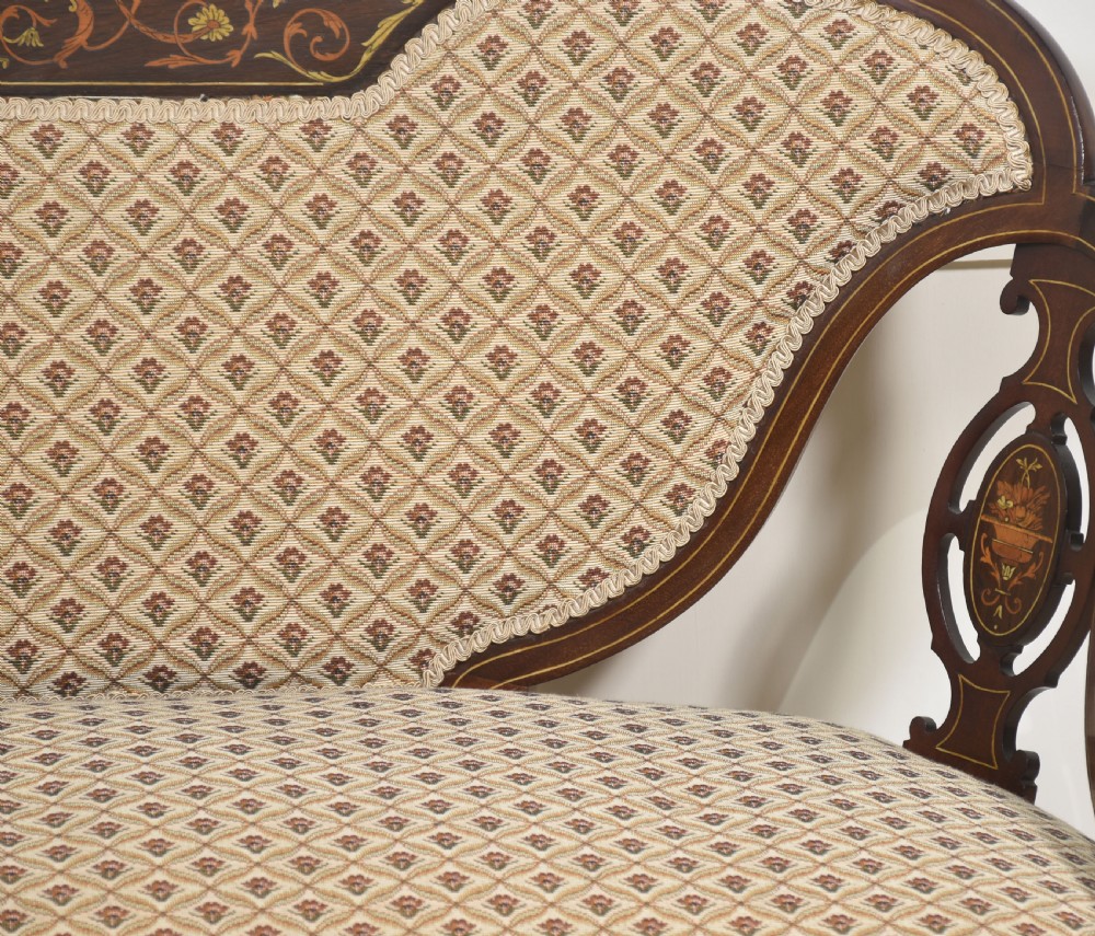 Marquetry Inlaid mahogany settee View VII